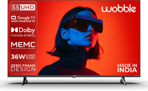 Wobble 138.7 cm (55 inch) Ultra HD (4K) LED Smart Google TV 2025 Edition with MEMC Dolby Vision |36W Dolby Atmos |Zero-Frame Design