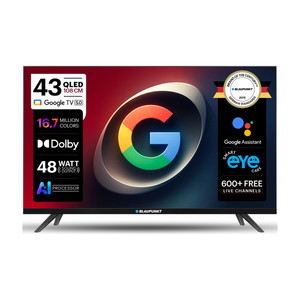 Blaupunkt 108 cm (43 inch) QLED Full HD Smart Google TV 2026 Edition with Google Voice Assistant Remote Control 48 Watt Sound Output Dolby Sound Digital Tuner Eye Care Technology 10000+ Apps & Games Bezel Less Design Chromecast