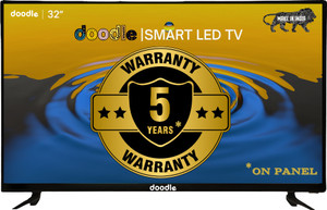 Doodle 81 cm (32 inch) HD Ready LED Smart Android TV with 5 Years Pannel Warranty| Bezelless Design| 20 Watts Boom Speaker| 2 HDMI and 2 USB Port| Inbuilt Woofers| Screen Mirroring