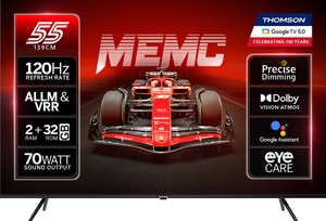 Thomson NeoX 139 cm (55 inch) QLED Ultra HD (4K) Smart Google TV 2025 Edition with 70W Sound Output powered by Blaupunkt | 4 Speaker | 32 GB Storage | 550 Nits Brightness | Precise Dimming | HDR10+ | Dolby Atmos | Dolby Vision | 120 Hz Refresh Rate | HLG | ALLM & VRR | Eyecare Technology | Google Assistant | Bezel Less Design