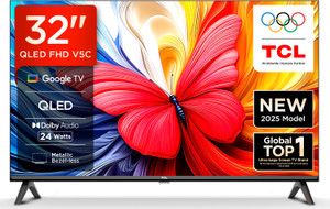 TCL V5C 80 cm (32 inch) QLED Full HD Smart Google TV 2025 Edition with 100% Color Volume Plus | 24W Dolby Audio | Google Assitant | Chromecast built-in | Slim Design