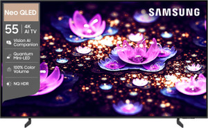 Samsung Vision AI 138 cm (55 inch) Ultra HD (4K) Neo QLED Smart Tizen TV 2026 Edition with 4K Upscaling NQ HDR NQ4 AI Processor Quantum Mini LED AI Football Mode Real QLED with 100% Color Volume Multiple Voice Assistance Remote Control Samsung Knox Security 150+ Free Channels
