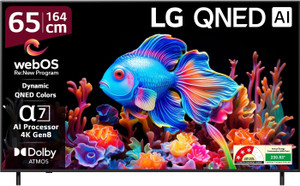 LG AI TV QNED 8CA 164 cm (65 inch) Ultra HD (4K) QNED Smart WebOS TV 2025 Edition with Alpha7 AI Processor 4K Gen8 | Dynamic QNED Color | AI Brightness Control | 4K Expression Enhancer | NEW AI Magic Remote | AI Search with MS Copilot | AI Sound Pro (9.1.2 ch) | Dolby Atmos | Ultra Slim Design | Chromecast Built-in
