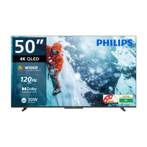 PHILIPS 126 cm (50 inch) QLED Ultra HD (4K) Smart Google TV with Dolby Vision 30W Dolby Atmos 120Hz Refresh Rate HDR 10+ Wider Colour Gamut Ultra Narrow Bezel 32 GB Storage