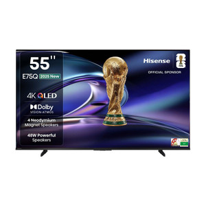 Hisense 55E75Q 139 cm (55 inch) QLED Ultra HD (4K) Smart VIDAA TV with 48W Powerful Speakers , Dolby Vision-Atmos , Cricket Mode , Game Mode Plus , Hands-Free Voice Control , VIDAA OS