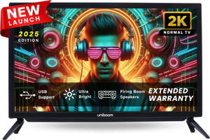 Uniboom ULTIMA 60 cm (24 inch) HD Ready LED TV 2025 Edition with 30W Sounbar Edition - Aura Vision+ Display - Monitor Support - 2 HDMI