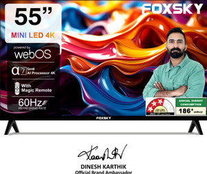Foxsky 139.7 cm (55 inch) Ultra HD (4K) Mini LED Smart WebOS TV 2026 Edition with 2.1CH Audio System Tuned by 40W, Native 60Hz Refresh Rate