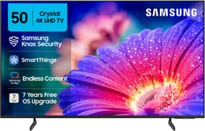 Samsung Crystal 4K Vista 125 cm (50 inch) Ultra HD (4K) LED Smart Tizen TV with 4K Upscaling | HDR 10+ | PurColor | Slim Look | Samsung Knox Security | 100+ Free Channels | Voice Ready with SmartThings App | Universal Gestures
