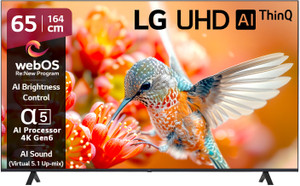 LG UR7500 164 cm (65 inch) Ultra HD (4K) LED Smart WebOS TV with Alpha5 AI Processor 4K Gen6, AI Picture Pro, 4K Upscaling, 60 Hz Refresh Rate, Game Optimizer, Magic Remote Capability, 5-Year Guaranteed with New OS Experience