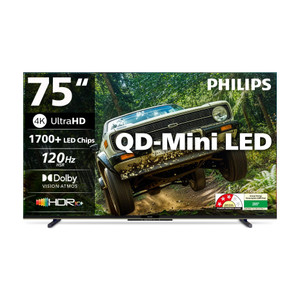 PHILIPS 189 cm (75 inch) Ultra HD (4K) Mini LED Smart Google TV 2026 Edition with Local Dimming Dolby Vision & HDR10+ 36W Dolby Atmos 120Hz Game Accelerator Filmmaker Mode Wider Colour Gamut Ultra Narrow Bezel 2GB RAM + 32 GB Storage