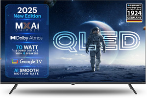 Blaupunkt Quantum Dot 139 cm (55 inch) QLED Ultra HD (4K) Smart Google TV 2025 Edition with Dolby Atmos | 70 Watts Sound Output | 4 Speakers | AI PQ Chipset | AI Smooth Motion Rate | HDR 10 with WCG | Google Assistant