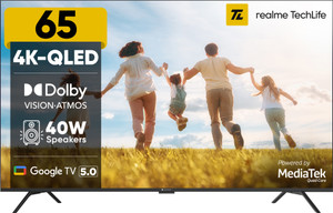realme TechLife 165 cm (65 inch) QLED Ultra HD (4K) Smart Google TV 2026 Edition with 5.0 OS, Dolby Audio, and 40 W downfiring speaker