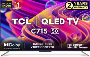 TCL C715 Series 126 cm (50 inch) QLED Ultra HD (4K) Smart Android TV with Handsfree Voice Control & Dolby Vision & Atmos