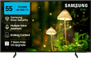 Samsung Crystal 4K Infinity Vision 138 cm (55 inch) Ultra HD (4K) LED Smart Tizen TV 2025 Edition with 4K Upscaling | HDR 10+ | Voice Assistance Remote Control | PurColor | Slim Look | Samsung Knox Security | 100+ Free Channels | Universal Gestures