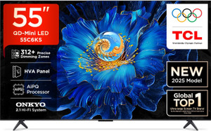 TCL C6KS 139 cm (55 inch) Ultra HD (4K) Mini LED Smart Google TV 2025 Edition with High HDR Brightness | 312+ Dimming Zones | AiPQ Processor | Dolby Vision- Atmos 40 W | ONKYO 2.1 Hi-Fi System | IMAX Enhanced