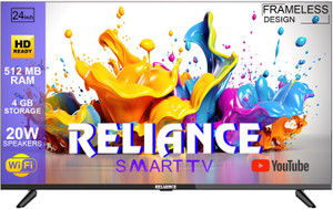 Reliance 60 cm (24 inch) HD Ready LED Smart Android TV 2025 Edition with A+ & Full HD Support Display, Frameless Design and 20 Watts Sound