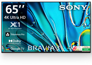 SONY BRAVIA 3 163.9 cm (65 inch) Ultra HD (4K) LED Smart Google TV with Advanced AI Processor X1 HDR, Picture Core, Dolby Vision Atmos