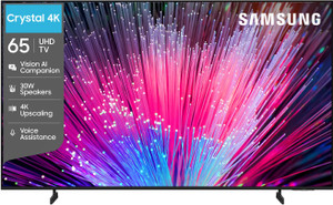 Samsung Crystal 4K Vision AI 163 cm (65 inch) Ultra HD (4K) LED Smart Tizen TV 2026 Edition with 30W Speakers 4K Upscaling HDR 10+ Football Mode Voice Assistance Remote Control PurColor Metal Stream Design Samsung Knox Security 150+ Free Channels