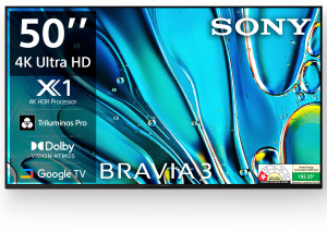 SONY BRAVIA 3 125.7 cm (50 inch) Ultra HD (4K) LED Smart Google TV with Advanced AI Processor X1 HDR, Sony Picture Core, Dolby Vision Atmos
