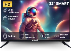 InnoQ 2024 Frameless 80 cm (32 inch) HD Ready LED Smart Android Based TV with 5000+ Movies | Voice Control | Screen Cast | 30W Thunder Speakers | Mobile Remote | Ultra Bright Panel | Edge Series