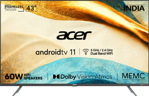 Acer 109 cm (43 inch) Ultra HD (4K) LED Smart Android TV with Android 11, Dolby Vision-Atmos, 60W HiFi Speakers