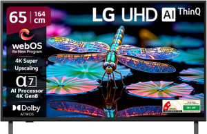 LG AI TV UA8200 164 cm (65 inch) Ultra HD (4K) LED Smart WebOS TV 2025 Edition with Alpha7 AI Processor 4K Gen8 | 4K Super Upscaling | AI Picture Pro | 4K Expression Enhancer | NEW AI Magic Remote Compatible | AI Search with MS Copilot | AI Sound Pro (9.1.2 ch) | Dolby Atmos | Chromecast Built-in