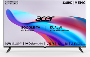 Acer I PRO Series 108 cm (43 inch) Ultra HD (4K) LED Smart Google TV with Android 14 (Black) | MEMC | ALLM | VRR | AI Picture Optimisation | 30W Dolby Audio