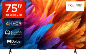 TCL V6B 189 cm (75 inch) Ultra HD (4K) LED Smart Google TV with 24W Audio and Metallic Bezel-Less