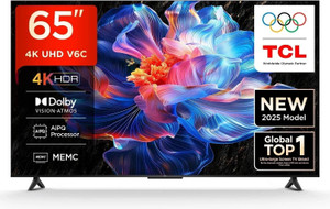 TCL 164 cm (65 inch) Ultra HD (4K) LED Smart Google TV 2025 Edition with MEMC | Dolby Vision-Atmos | HVA Panel & Metallic Bezel-Less