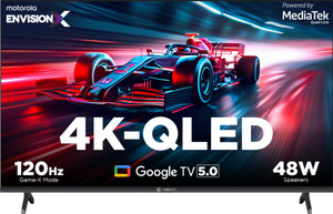 MOTOROLA 109 cm (43 inch) QLED Ultra HD (4K) Smart Google TV 2025 Edition 5.0 with 48 W speaker, 120Hz Game accelerator, and Dolby Atmos