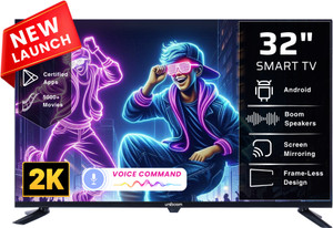 Uniboom Astra 80 cm (32 inch) HD Ready LED Smart Android TV 2025 Edition with Voice Control App | 500+ Movies | 1000+ Certified Apps | Profile Mode| Aura Vision | Mobile Cast