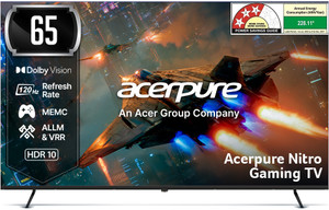 acerpure Nitro 164 cm (65 inch) QLED Ultra HD (4K) Smart Google TV 2025 Edition with 120 Hz GTV 5.0 |Android 14 |Dolby Vision & Dolby Atmos|50W Sound|Tuner|Wi-Fi Direct|ALLM |VRR|MEMC|Karaoke|AI|Gaming |Wall Mount