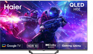 Haier H6E 164 cm (65 inch) QLED Ultra HD (4K) Smart Google TV 2025 Edition with HDR10| Auto Low Latency Mode (ALLM)| HDMI 2.1 |120 Hz Gaming | Voice Control with Google TV ("Ok| Google")| Metallic Bezel-less Design.