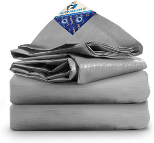 TUFFPAULIN 15FTX12FT-120GSM-SILVER Tarpaulin Tent - For Truck body, Car, Bike and Train Wagon Cover, Grain Covers
