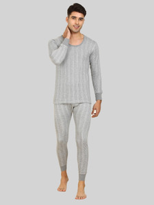 HAP Kings Light Grey Quilted Thermal Set Men Top - Pyjama Set Thermal