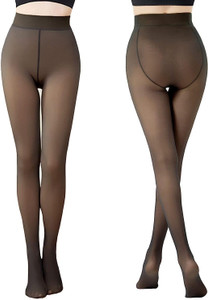 Lebami Women's Fleece Lined Tights Fake Sheer Warm Pantyhose Thick Leggings Women Pyjama Thermal