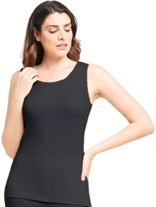 Inner Comfort Wool Sando Round Neck Top Innerwear for Women (Black