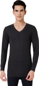BodyCare Mens Thermal Tops V Neck Full Sleeves Pack Of 1-Charcoal Melange Men Top Thermal
