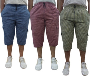 JK WORLD FASHION Checkered Men Three Fourths