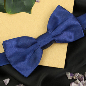PELUCHE Essentials Navy Blue Coloured Premium Cotton Bowtie Men Solid Tie