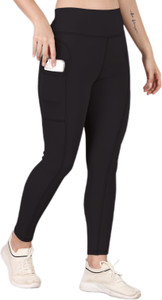 POOJARAN Solid Women Black Tights