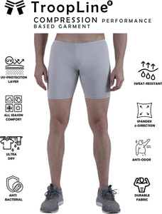 TroopLine Solid Men Grey Tights