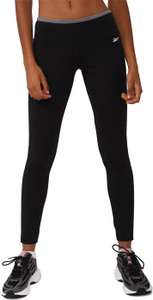 REEBOK Solid Women Black Tights