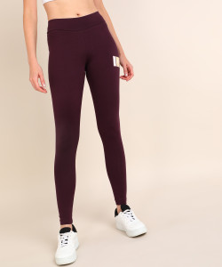 PUMA Solid Women Purple Tights