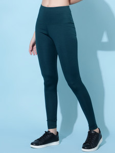 Cosvos Solid Women Dark Green Tights