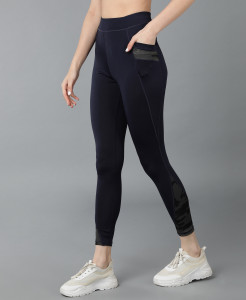 Adrenex by Flipkart Solid Women Dark Blue Tights