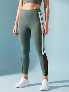 BLINKIN Striped Women Dark Green Tights
