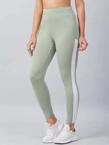 Koolest Fashion Color Block Women Light Green Tights