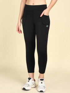 barbora Solid, Self Design Women Black Tights