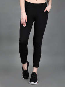 DYWER Solid Women Black Tights